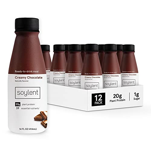 Soylent Creamy Chocolate Meal Replacement Shake, Contains 20g Complete Vegan Protein, Ready-to-Drink, 14oz, 12 Pack