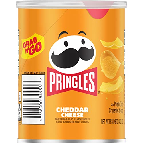 Pringles Potato Crisps Chips, Lunch Snacks, Office and Kids Snacks, Grab N' Go Snack Pack, Cheddar Cheese, 1.4oz Can (1 Can)