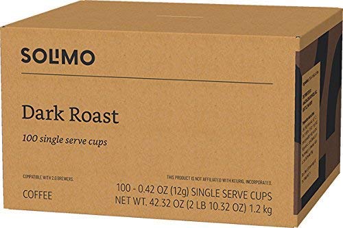 100 Ct. Solimo Dark Roast Coffee Pods, Compatible with Keurig 2.0 K-Cup Brewers 100 Count(Pack of 1)