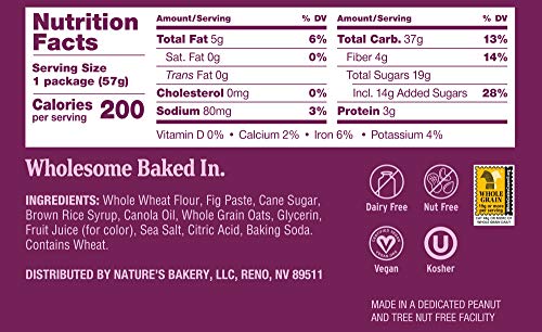 Nature’s Bakery Whole Wheat Fig Bars, Original Fig, Real Fruit, Vegan, Non-GMO, Snack bar, 1 box with 12 twin packs (12 twin packs)