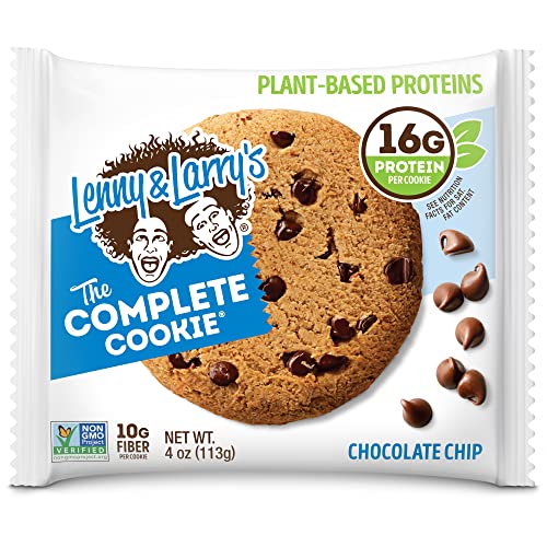 Lenny & Larry's The Complete Cookie, Chocolate Chip, Soft Baked, 16g Plant Protein, Vegan, Non-GMO, 4 Ounce Cookie (Pack of 12)