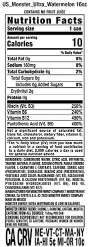 Monster Energy Ultra Watermelon, Sugar Free Energy Drink, 16 Ounce (Pack of 24)