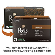 Peet's Coffee, Dark Roast K-Cup Pods for Keurig Brewers - Major Dickason's Blend 75 Count (1 Box of 75 K-Cup Pods) Packaging May Vary