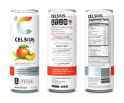 CELSIUS Peach Mango Green Tea, Functional Essential Energy Drink 12 Fl Oz (Pack of 12)