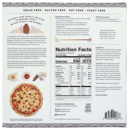 Cappello's Italian Sausage and Roasted Red Pepper Grain Free Frozen Pizza